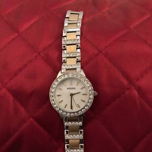 Fossil watch with crystals.